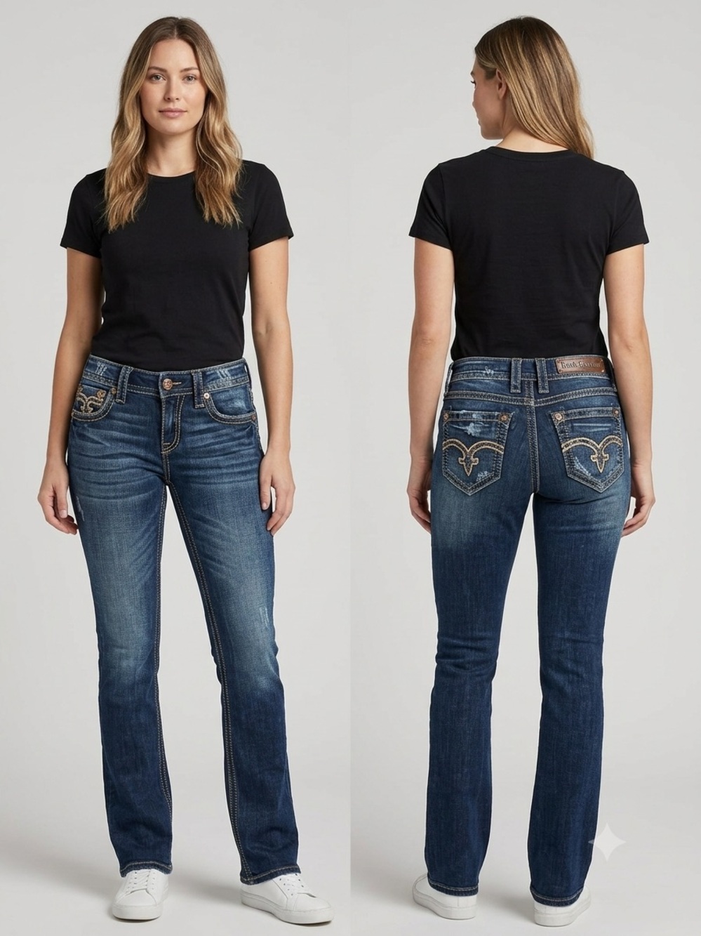 Vintage Rock Revival Denisa Bootcut Jeans Copper Rhinestones Waist 27 Festival